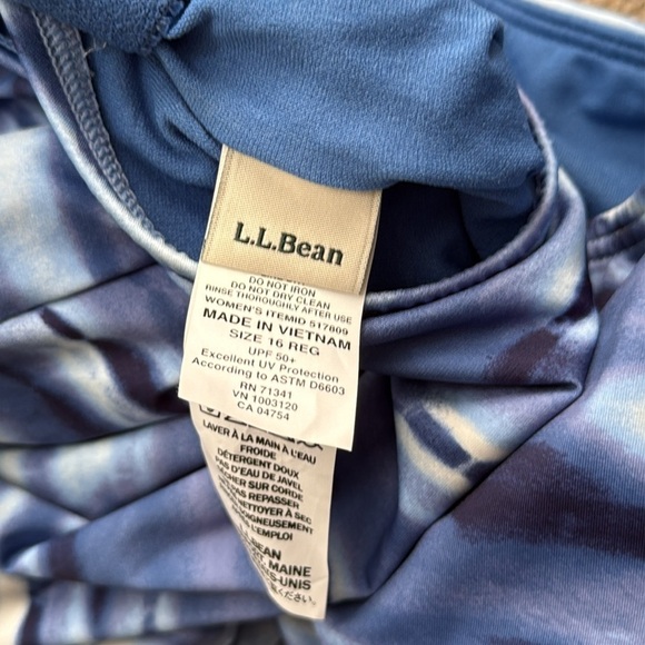 L.L. Bean Square Neck Cut Out Back Ocean Blue One Piece Swimsuit Size 16 - Picture 5 of 8